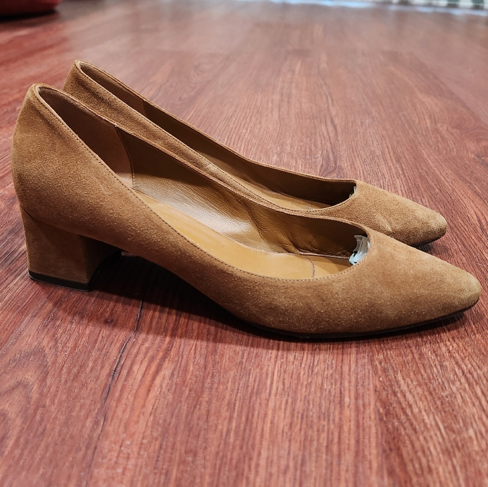 Aquatalia Neely Suede Brown Block Heels Tan Pasha - Picture 7 of 9